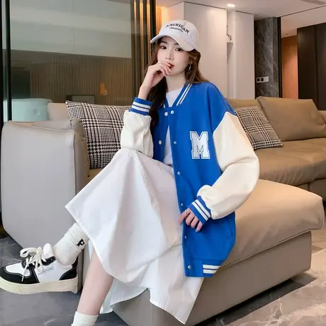 唐狮复古棒球服外套女装春秋新款日系宽松百搭夹克上衣美式chic潮图片
