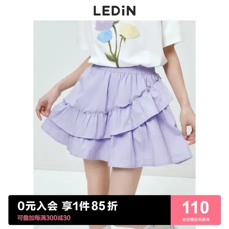 乐町甜美撞线蛋糕裙半裙2022春夏新款女装设计短款紫色半身裙图片