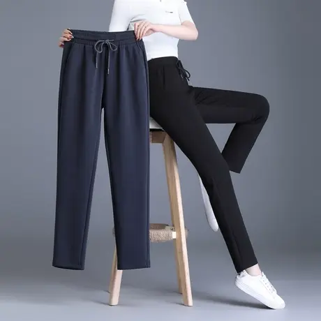 哈伦裤女2025新款春秋休闲运动裤中年大码妈妈裤子老人裤直筒卫裤图片