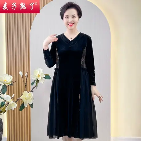 妈妈春秋装2022新款连衣裙子阔太太大码妇女洋气老年人中老年女装图片