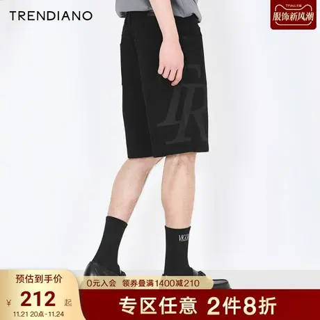 TRENDIANO潮牌官方时尚夏季男装短裤皮牌纯棉牛仔裤字母印花中裤商品大图