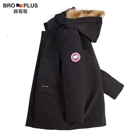 胖哥哥大码棉服男大码胖子连帽外套中长款加厚棉衣加肥加大码棉袄商品大图