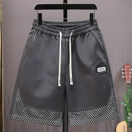 短裤男士夏季新款宽松直筒运动五分中裤子男设计感休闲冰丝大裤衩商品大图