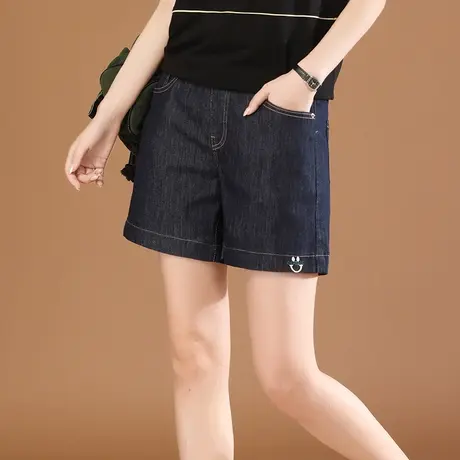 韩潮袭人松紧腰宽松休闲牛仔短裤热裤女2024夏新款运动阔腿裤薄款图片