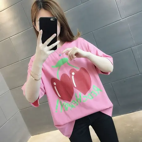 纯棉短袖T恤女装宽松2024年新款春季洋气中长款设计感打底衫爆款图片