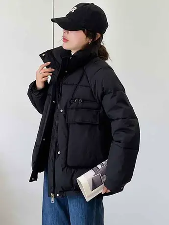 2023冬季新款小个子立领羽绒棉服女宽松显瘦女士保暖外套短款韩版图片