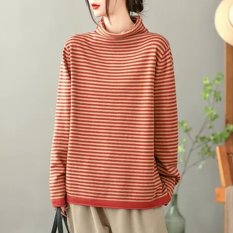 dza 复古高领毛针织衫女秋冬内搭打底衫高领毛衣休闲宽松长袖上衣图片