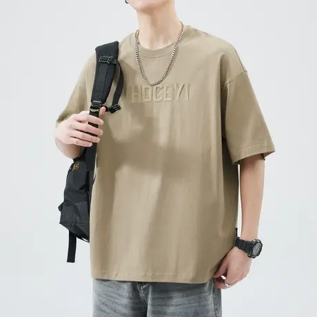 夏天男款纯色短袖夏季薄款男士宽松纯棉T恤2023新款男生潮牌半袖图片