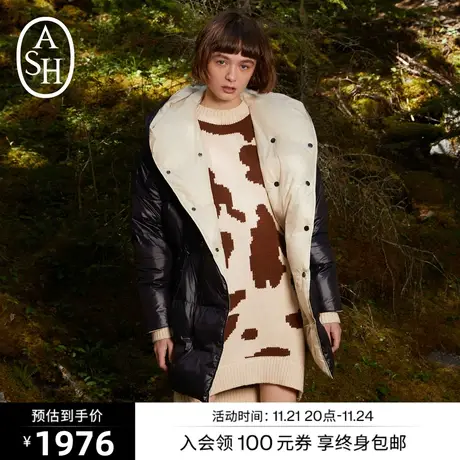 ASH女装冬季新款时尚宽松圆领针织衫提花百搭毛衣上衣图片