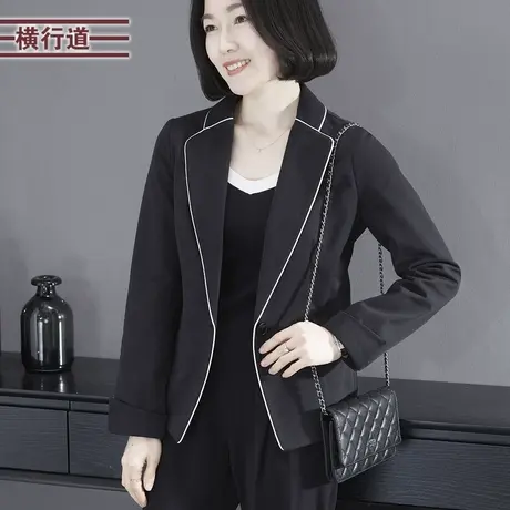 2024新款春装翻领纯棉长袖西装外套女装纯色气质大码全棉妈妈上衣商品大图