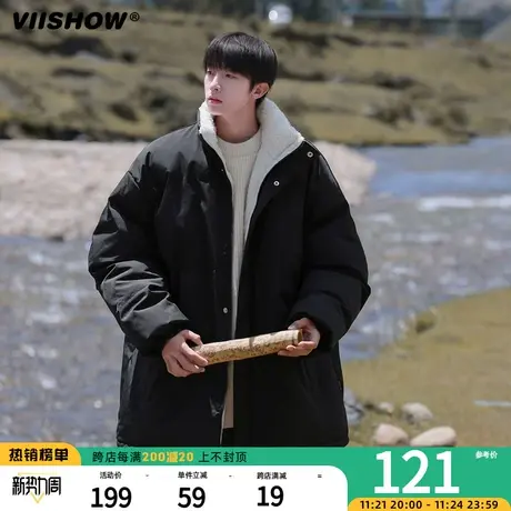 VIISHOW立领棉服男冬季潮牌休闲面包服宽松立领加绒加厚棉衣外套商品大图