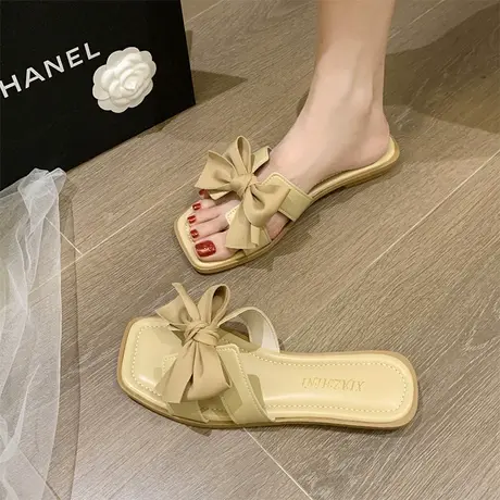 2024新款蝴蝶结拖鞋女夏外穿时尚ins潮平底网红爆款凉拖鞋仙女风商品大图