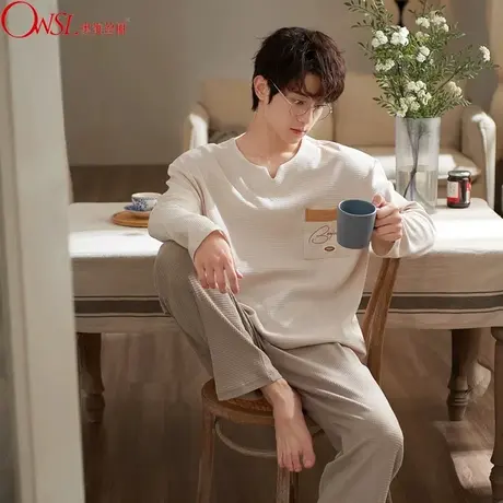 男士睡衣春秋款长袖套头大学生简约可外穿秋冬家居服商品大图