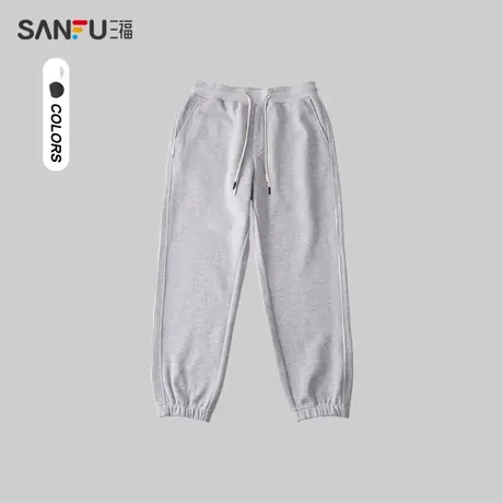 三福2023男士毛织拼接收脚休闲裤 时尚运动风宽松长裤男479073商品大图