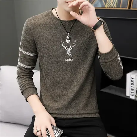 男士毛衣2023春季薄款男装上衣服潮流长袖T恤个性卫衣潮牌针织衫图片