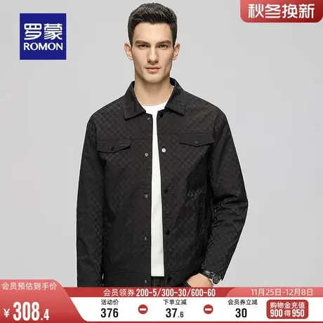 【加棉保暖】罗蒙男士商务翻领棉衣2023冬季新款休闲棋盘格棉服男图片
