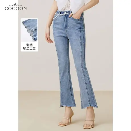missCOCOON高腰水洗牛仔裤女2023夏装新款高级感微喇百搭休闲裤子商品大图