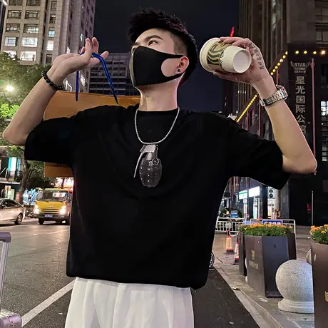 夏季男士t恤打底衫短袖半袖潮牌潮流时尚休闲个性印花网红INS体恤图片