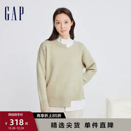Gap女装早春LOGO撞色半高领时尚针织衫宽松高级休闲毛衣836346图片