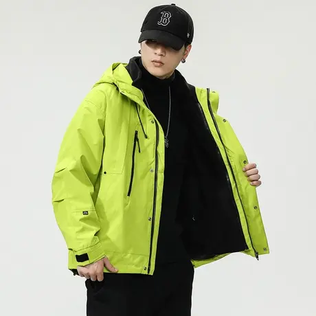 宽松秋冬款夹克两件套百搭潮牌外套时尚大码连帽冲锋衣男休闲男装商品大图