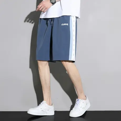 唐狮夏季潮牌休闲短裤男运动宽松简约学生五分裤拼接显瘦中裤图片