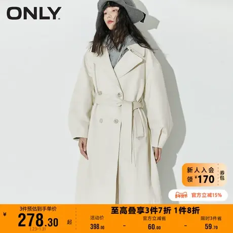 【上新】ONLY奥莱夏季 百搭通勤仿麂皮廓形灯笼袖风衣女商品大图