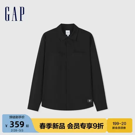 Gap男装2024春季新款纯色简约翻领长袖衬衫百搭通勤上衣892179图片