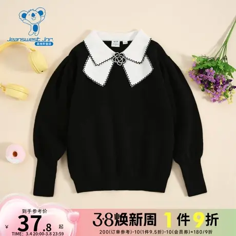 DX真维斯女童甜美翻领蝴蝶结毛衣 冬季 可爱套头儿童上衣商品大图