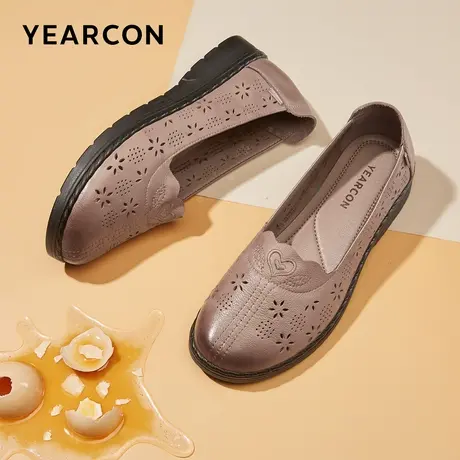 意尔康官方2023夏新款镂空透气女士真皮软底轻质舒适中年妈妈凉鞋商品大图