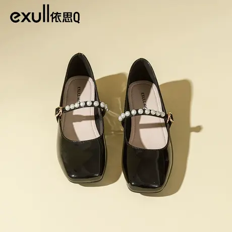 依思q复古玛丽珍鞋女2024新款春季女鞋低跟粗跟单鞋英伦小皮鞋女商品大图