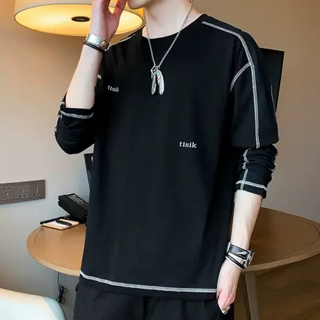 2023春秋季新款圆领卫衣男士宽松休闲长袖男青年印花上衣打底衫商品大图