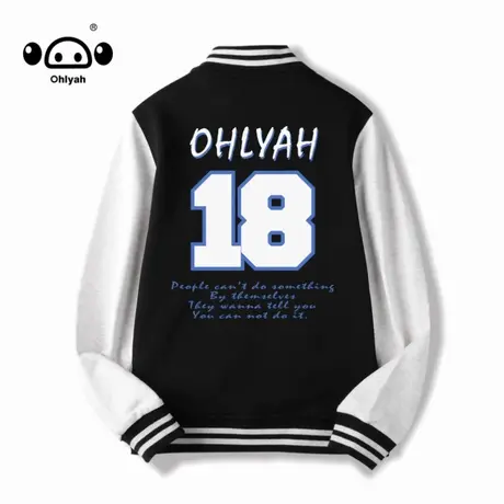 Ohlyah春秋潮牌纯棉宽松ins港风棒球服女秋季韩版外套飞行员夹克商品大图