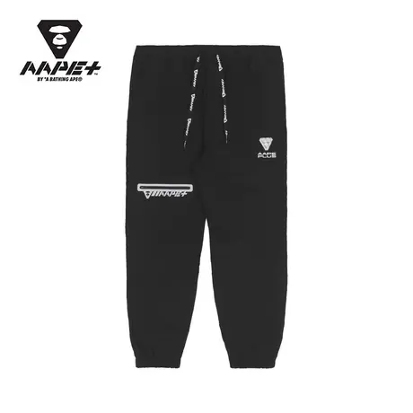 AAPE+运动男装秋冬猿颜字母印花拉链口袋束脚休闲裤6940XXJ商品大图