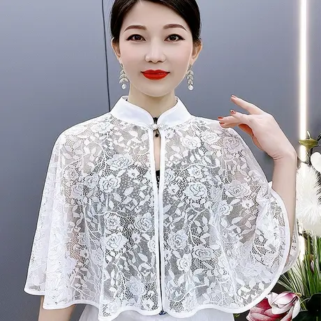 复古披风女夏季配裙子搭配旗袍妈妈斗篷女士网红开衫宽松外搭披肩商品大图