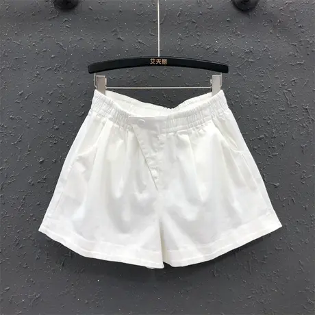 不规则高腰a字阔腿裤显瘦韩版休闲热裤女夏新款百搭白色牛仔短裤商品大图
