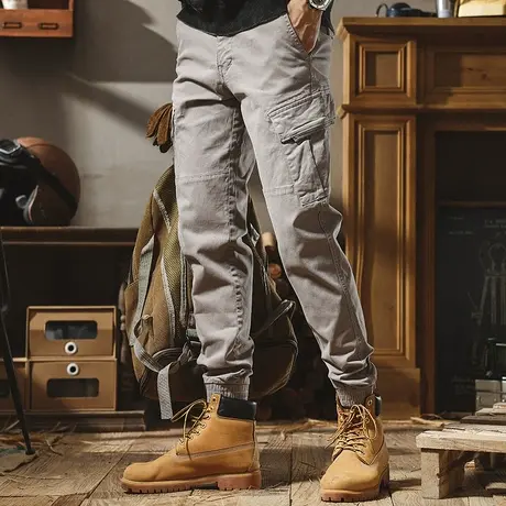 冬休闲裤男舒适时尚2022年冬季新款潮牌百搭弹力束脚哈伦工装裤男商品大图