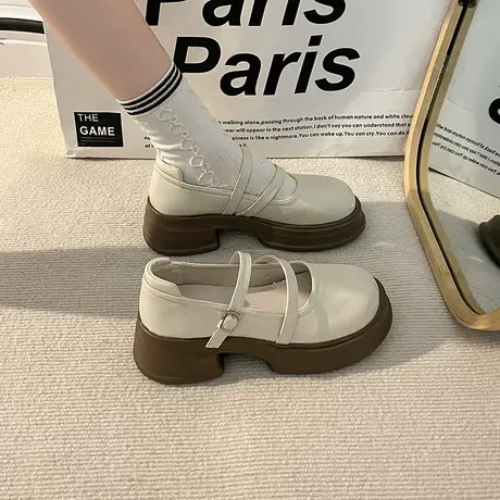 玛丽珍鞋女2023新款春夏季浅口温柔粗跟高跟鞋气质法式时尚小皮鞋商品大图