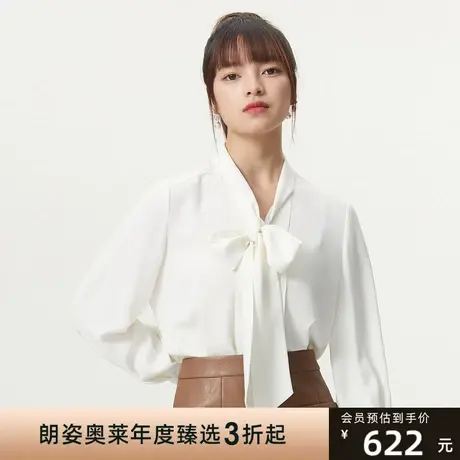 朗姿莱茵冬季新款高级感蕾丝衫甜美飘带雪纺上衣设计感小众女图片