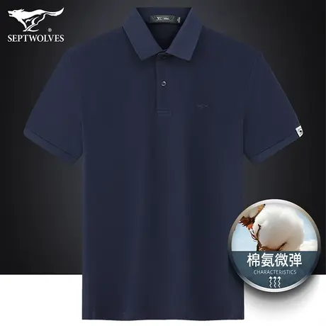 七匹狼狼族生活短袖T恤男2023夏季舒适棉氨弹力翻领休闲男Polo衫图片