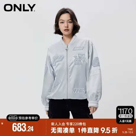 ONLY2023秋季新款潮流撞色字母印花宽松棒球服外套女|123336026图片