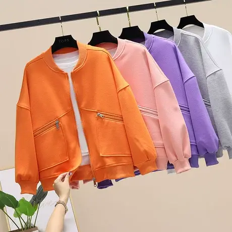 小个子短款外套女欧洲站2023春季新款韩版棒球服宽松拉链夹克开衫商品大图