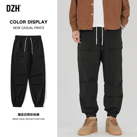 男士机能工装裤男潮牌束脚秋冬新款男裤2023新款黑色裤子美式高街图片