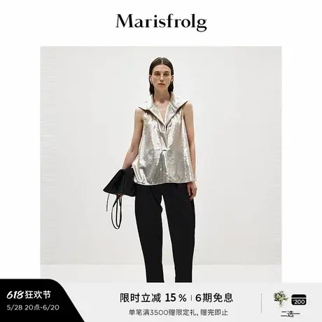 【轻礼系列】玛丝菲尔2025春新款香槟色法式套头无袖马甲衬衫礼服图片