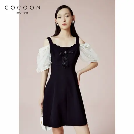 商场同款 可可尼COCOON时尚裙子夏季新款女俏皮气质蝴蝶结连衣裙图片