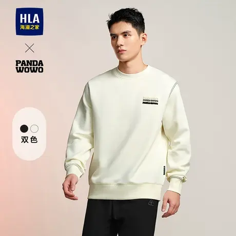 HLA/海澜之家panda wowo熊猫卫衣24秋新款刺绣圆领宽松长袖外套男图片