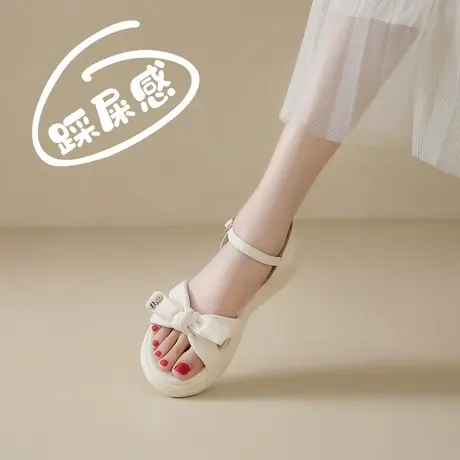 踩屎感真皮时装凉鞋女夏季配裙子仙女风平底少女凉鞋2025新款孕妇图片