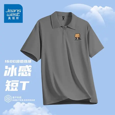 GV真维斯潮牌冰丝凉感短袖t恤男夏季速干透气翻领Polo衫男生上衣D商品大图