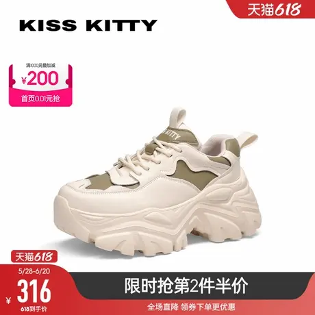 KISSKITTY新款老爹鞋女百搭真皮厚底鞋兔耳休闲运动鞋软底跑步鞋商品大图