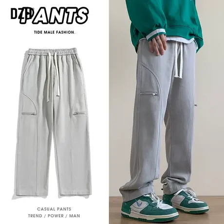 男士美式vibe风裤子潮流男休闲裤男裤秋款2023新款长裤窄版直筒裤商品大图