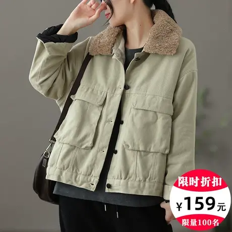 dza 大翻领加厚加绒保暖棉衣外套女冬新款休闲棉服短款派克服棉袄图片